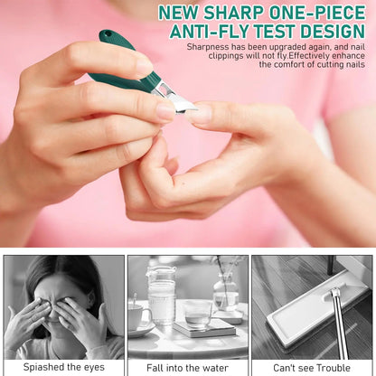 ✂️✨ Eagle Beak Wide Jaw Nail Clippers Set | Anti-Splash 25° Slanted Blade for Thick & Ingrown Toenails | Ultra-Sharp Stainless Steel Manicure & Pedicure Tool 🦅