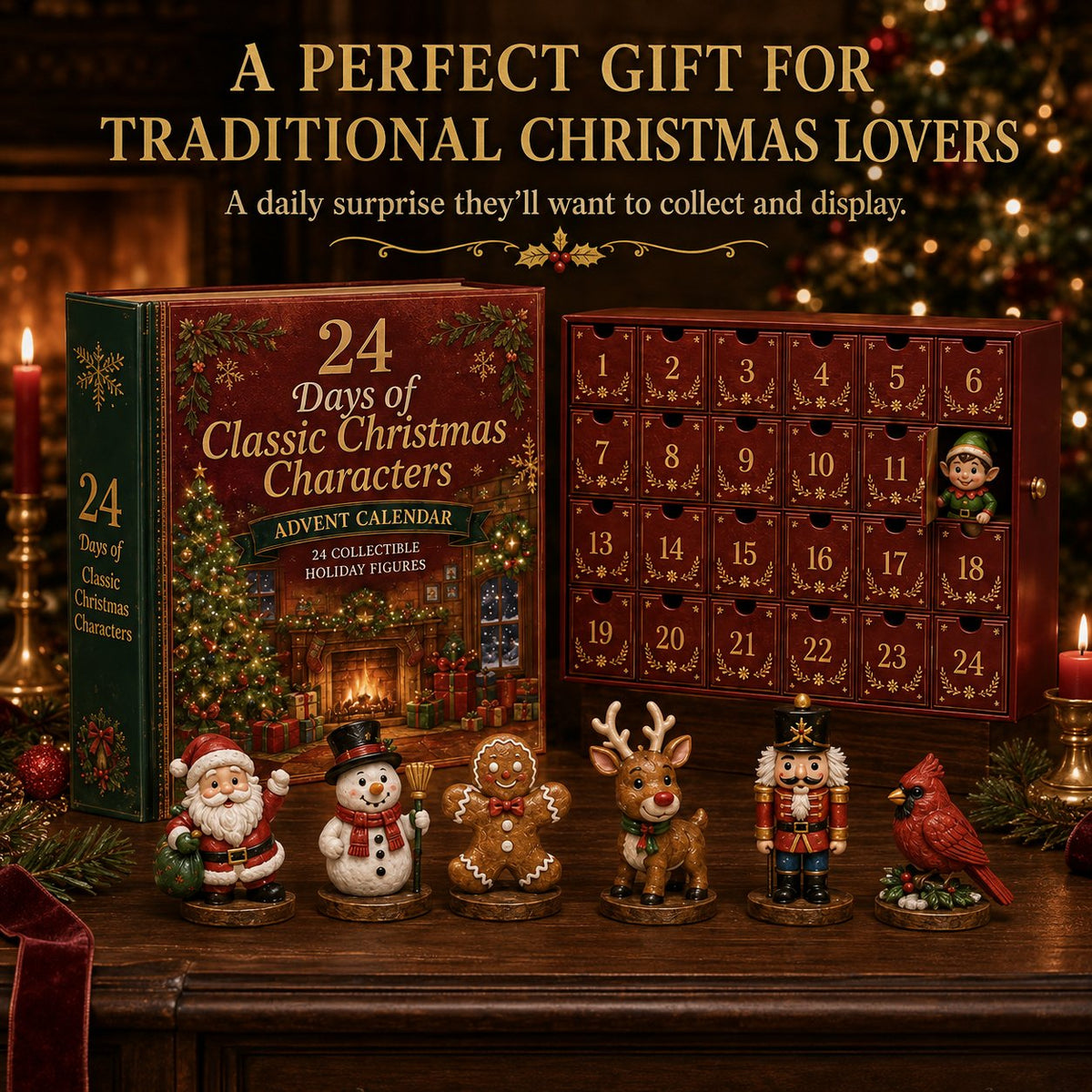 💯🎄 49% OFF – 24 Days of Classic Christmas Characters Advent Calendar | 24 Collectible Holiday Keepsakes Inside a Vintage Book-Style Christmas Countdown 🎅✨