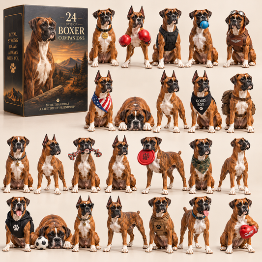🎁 24 Days of Boxer Companions – 24 Unique Boxer Dog Collectible Figures for Dog Lovers ❤️