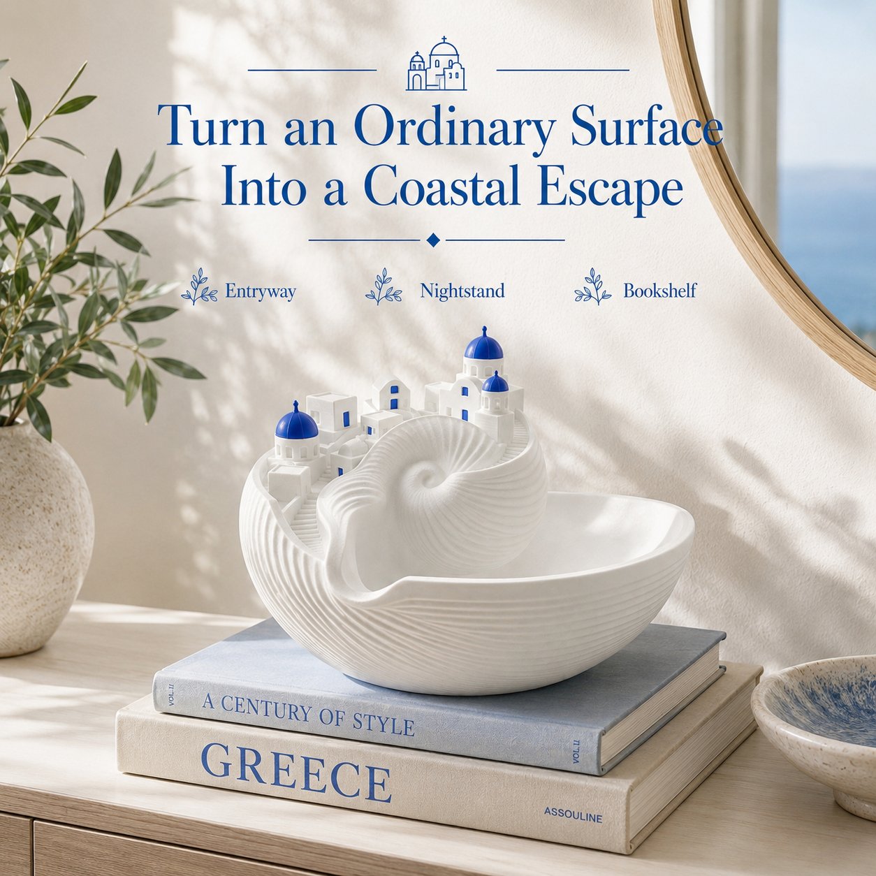Santorini Seashell Catchall Bowl – Greek Island Miniature Jewelry & Key Dish