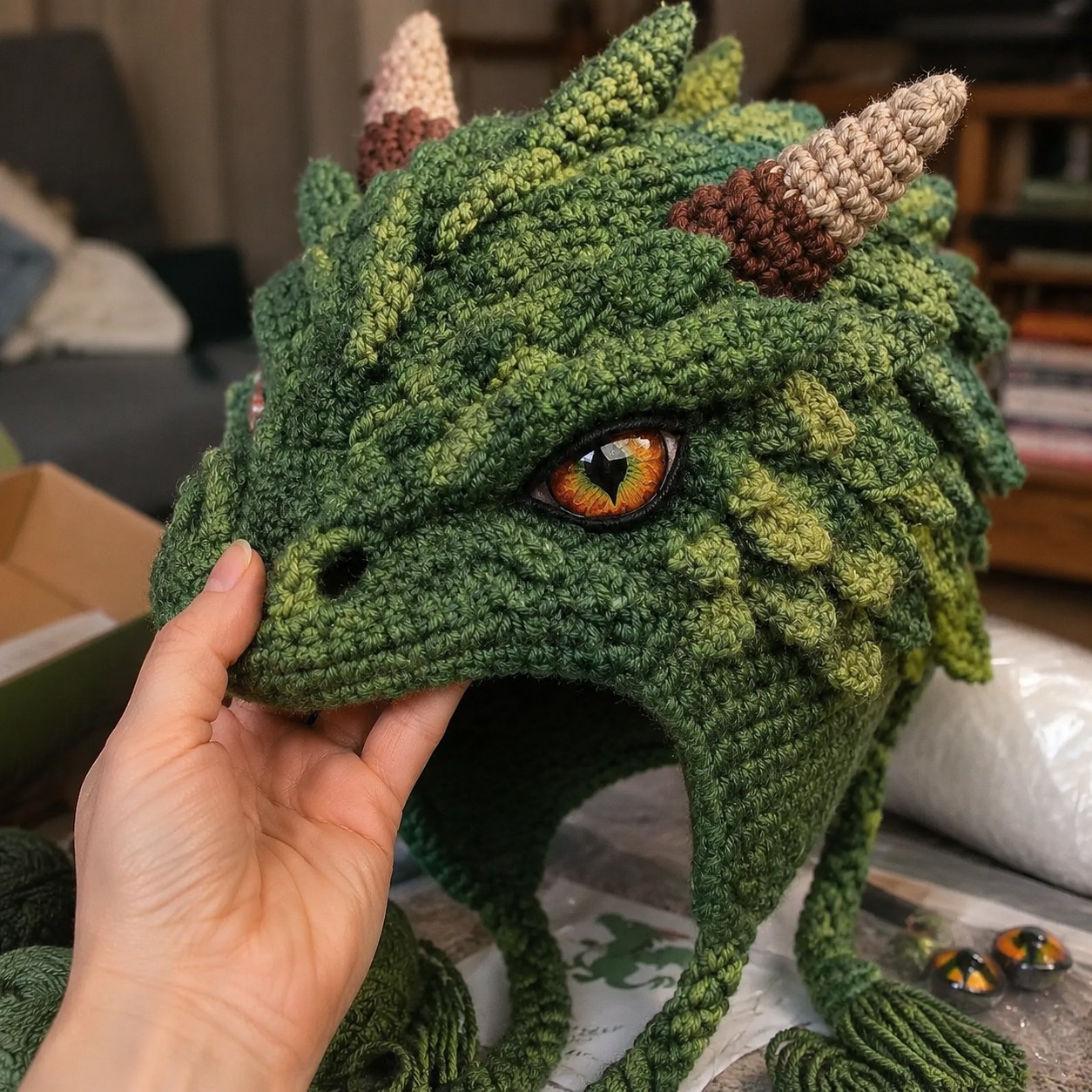 🐉✨ Fantasy Hood Hat DIY Crochet Kit | Premium Soft Yarn Materials with Step-by-Step Guide DIY Handmade Wearable Character Hood 🧶🎭✨