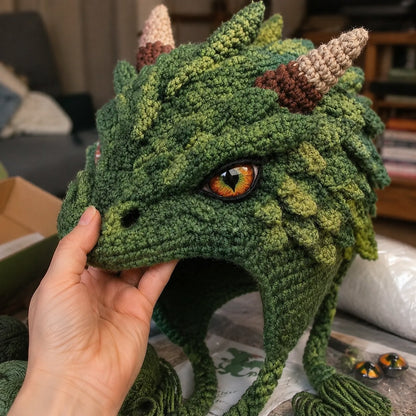 🐉✨ Fantasy Hood Hat DIY Crochet Kit | Premium Soft Yarn Materials with Step-by-Step Guide DIY Handmade Wearable Character Hood 🧶🎭✨