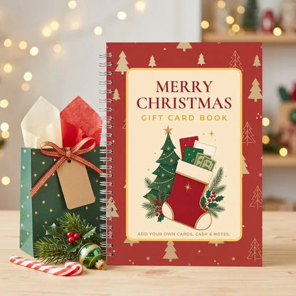 🎁🎅🏼 MERRY CHRISTMAS! GIFT CARD BOOK 📚 14 Themed Pages, Hardcover & Durability Line
