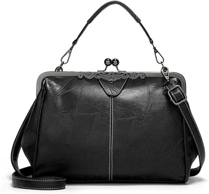 💼2026 New Elegant Waterproof Women’s Leather Kiss-Lock Tote Handbag