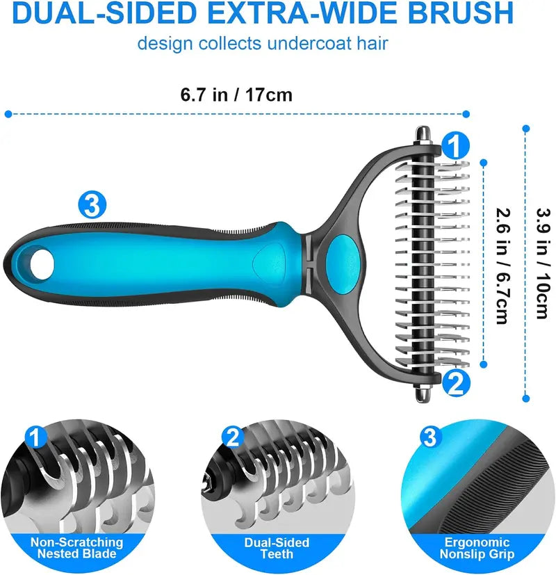 🐶FLASH SALE: 50% OFF! ✨2-in-1 Pet Grooming Brush – Deshed, Detangle & Smooth