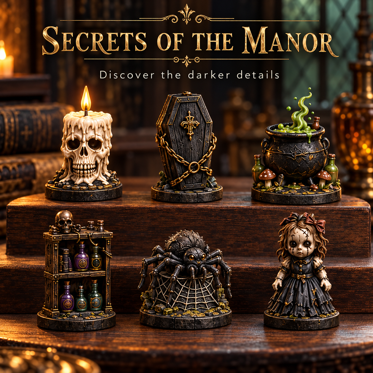 Haunted Manor Halloween Countdown Calendar 2026 – 24 Nights of Terror Gothic Miniature Collectibles