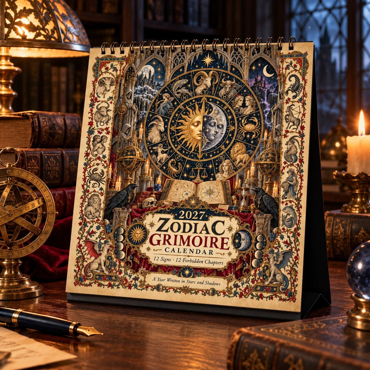 📅✨2027 Zodiac Grimoire Calendar™ | 12 Signs, 12 Forbidden Chapters