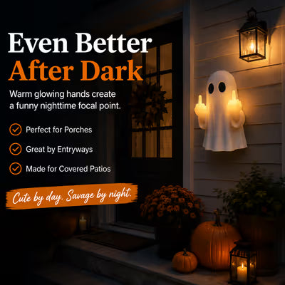 👻 Light-Up Rude Ghost Wall Decor – Funny Halloween Porch Decoration