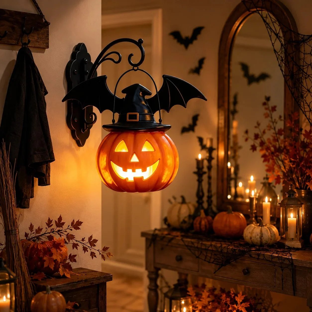 🎉🎃Halloween Early Bird Special Sale 50% OFF🎃 Bat Hat Pumpkin Wall Lamp 🦇
