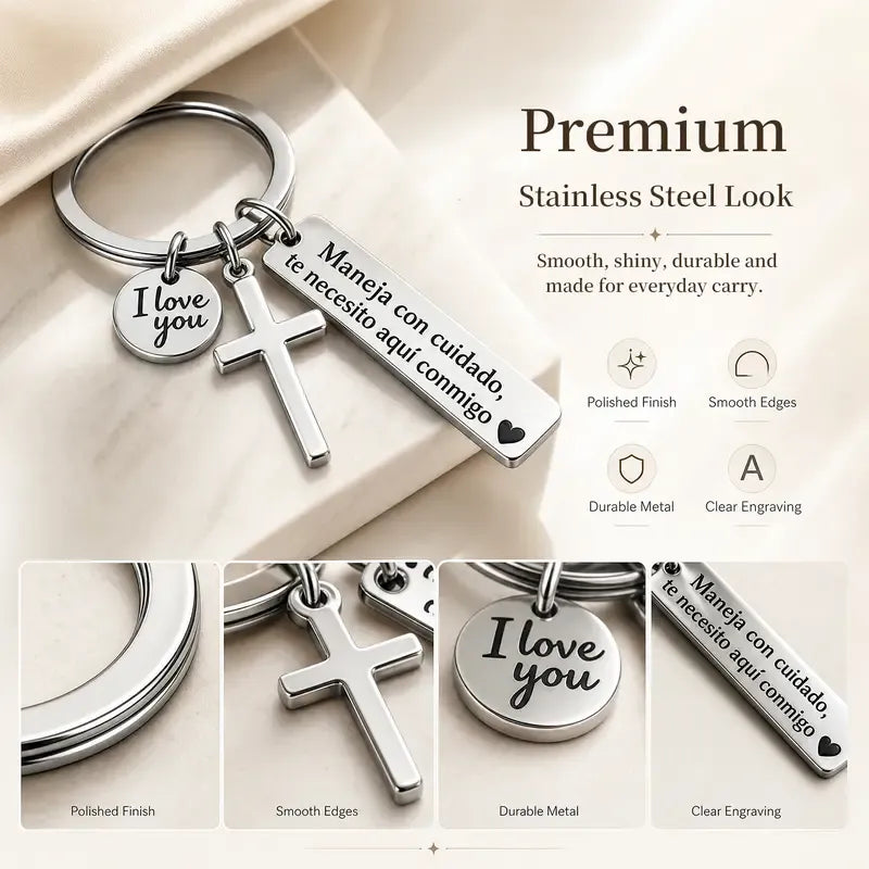 Keychain with Cross and 'I Love You' Charm ❤️