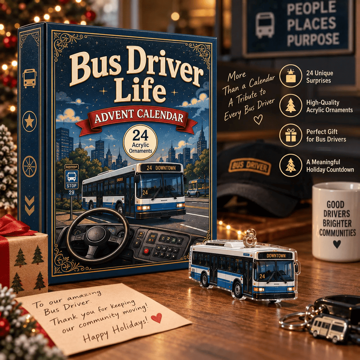 🚌 Driver’s Christmas Countdown | 24 Days of Bus-Themed Acrylic Surprises ✨