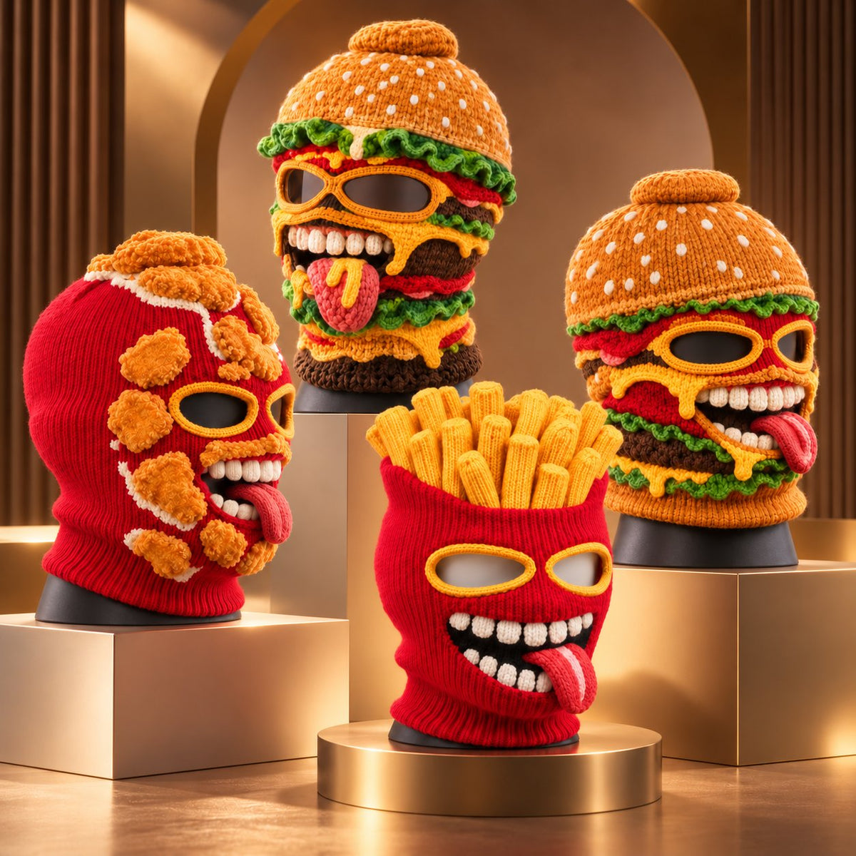 3D Fast Food Knit Balaclava - Thermal Ski & Snowboard Mask