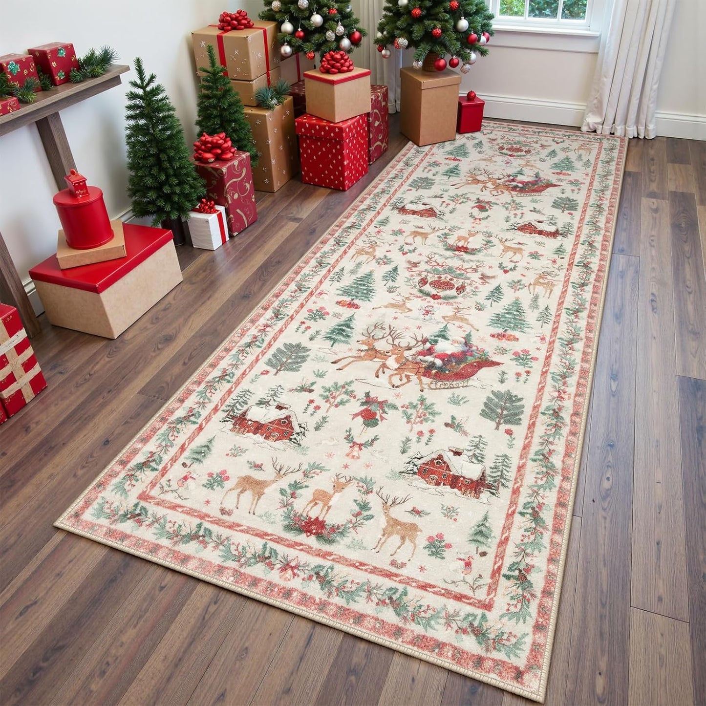 Soft Christmas Tree Santa Claus Carpet Runner
