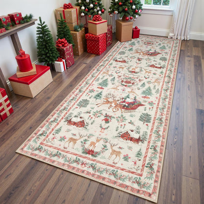 Soft Christmas Tree Santa Claus Carpet Runner