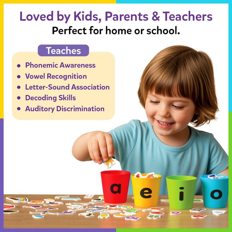 🔥 Last Day 49% OFF - 📚 Phonics Vowel Sorting Toy | ✨ Early Literacy Learning Activity for Preschool & Kindergarten Kids Ages 4-7
