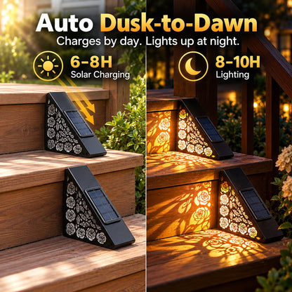 Solar Step Lights – Automatic Dusk-to-Dawn Glow, No Wiring Needed for Steps, Porches & Garden Paths
