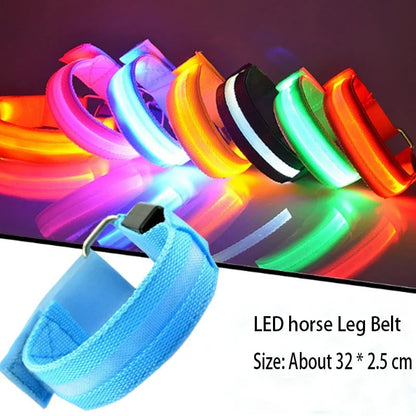 🐎 Horse LED Leg Straps – 4 Pack | Rechargeable Night Riding Safety Lights | Adjustable Velcro Fit for Horses of All Sizes ✨