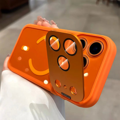 Magnetic case with skin-friendly finish and integrated camera-lens kickstand for iPhone 17 ProMax