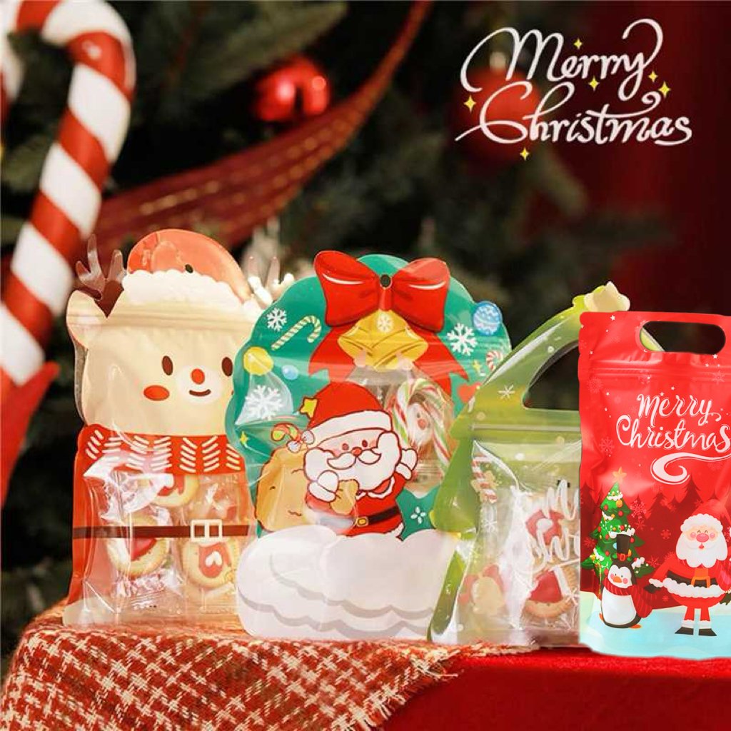 🎄Christmas Treat Bags, Kids Xmas Sealable Bags With Handle 10 PCS❄️