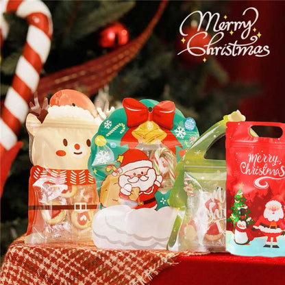 🎄Christmas Treat Bags, Kids Xmas Sealable Bags With Handle 10 PCS❄️