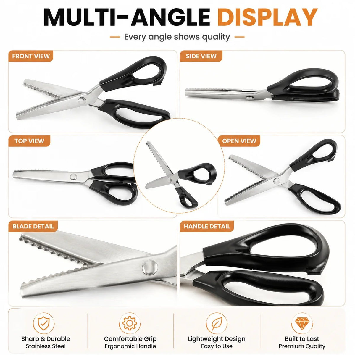 ✂️Professional Pinking Shears – Stainless Steel Zigzag Fabric Cutting Scissors✨🧵