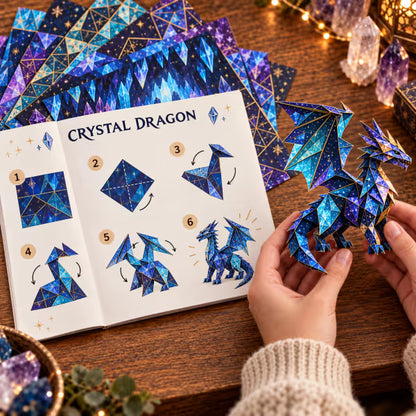 🐉 Fantasy Paper Folding Craft Kit | 4 Magical Worlds with 50 Patterned Papers & Step-by-Step Guide ✨