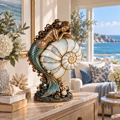 ✨🐚 Moon Tide Mermaid Nautilus Lamp