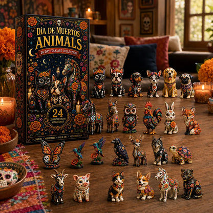 Día de Muertos Animals Advent Calendar 2026 – 24-Day Folk Art Animal Figurine Collection | 24 Unique Collector-Grade Miniatures