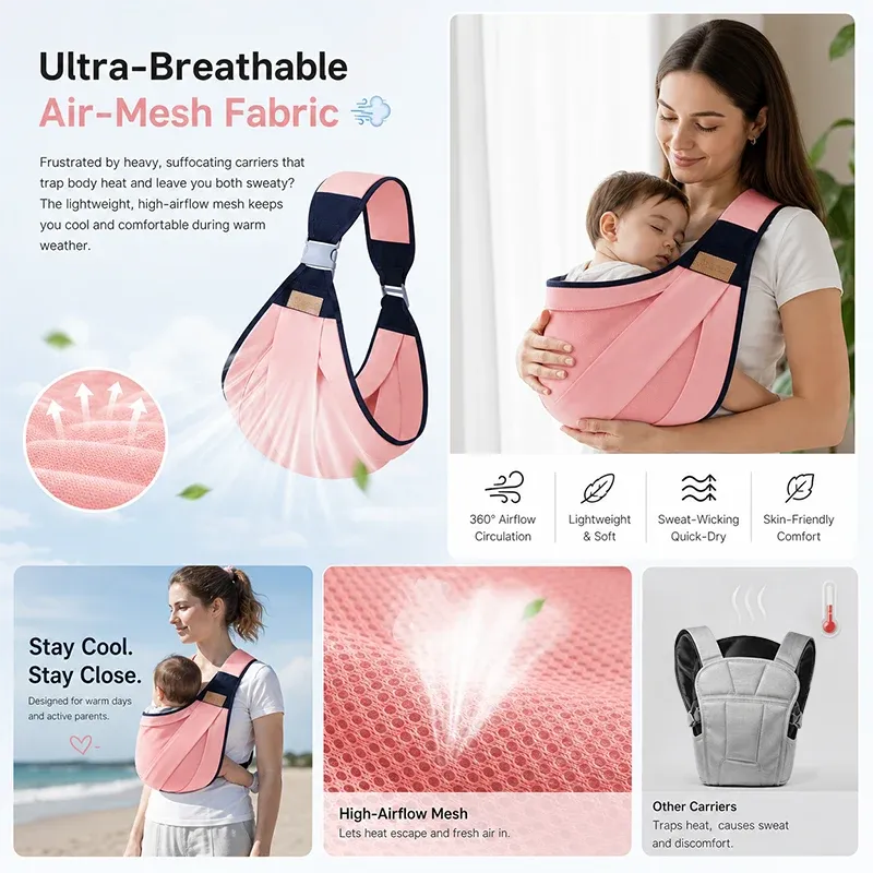 Adjustable single-shoulder portable strap | Lightweight and breathable mesh hip strap