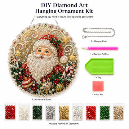 ✨ Christmas Pearl Diamond Art Hanging Ornament Kit | Luxury Flocked Canvas with Scratch-Resistant Non-Fading Pearl Beads DIY Handmade Holiday Hanging Decor 🎅💎