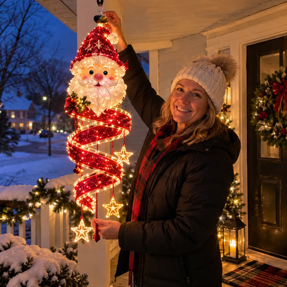 🎅Christmas Magic Spira Hanging LED Light Collection – 9 Festive Designs ✨ | Suspended Glowing Characters with Spiral Lights & Hanging Details for Porches, Windows, Entryways & Holiday Displays
