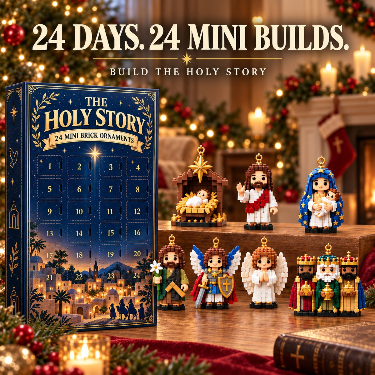 ✨ The Holy Story 24-Day Mini Brick Ornament Advent Calendar
