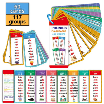 🔥Phonics Word Cards 117 Sound Groups 900+ Rhyming Words Preschool English Discovery Joy