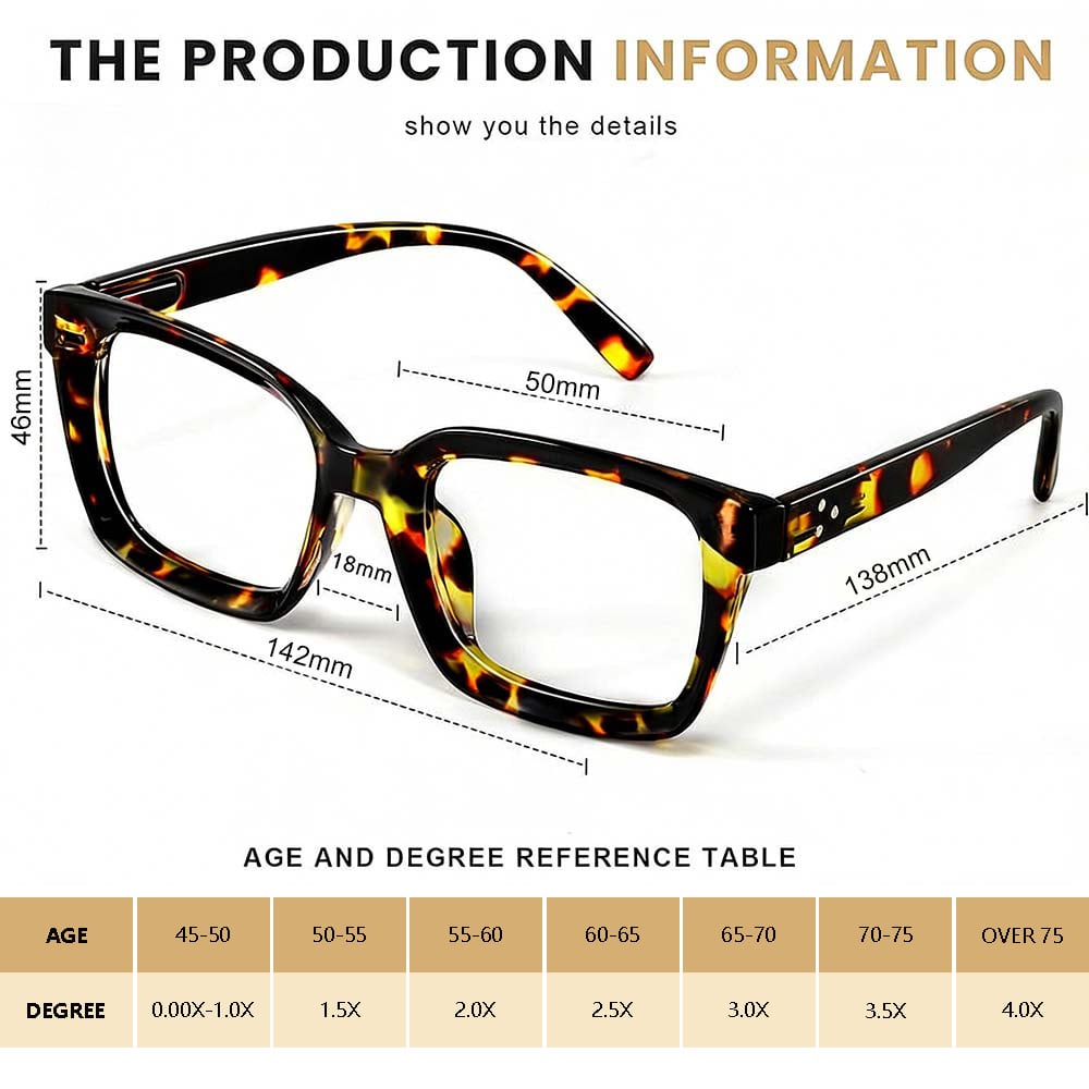 🔥✨👓3 Pack Tortoiseshell Reading Glasses – Blue Light Blocking Oversized Square Readers