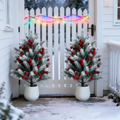 Artificial Cedar Trees with Red Berries