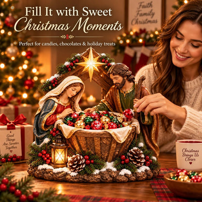 ⏳ Last Day 49% OFF – ✝️ Nativity Blessing Bowl™ | Lighted Christmas Treat Bowl with Mary, Joseph & Bethlehem Star 🎄