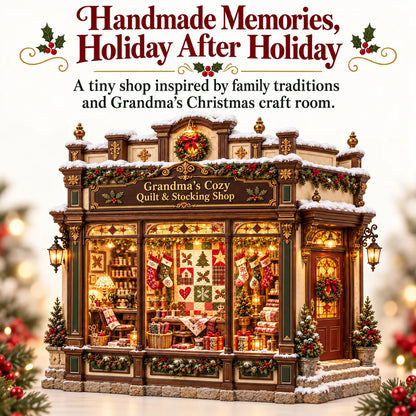 🧵 Grandma’s Cozy Quilt Shop DIY Kit 🎄 | Light-Up Christmas Miniature | Build Your Own Holiday Tradition