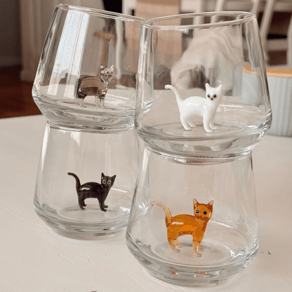 🐱 Handmade Glass Cat Wine Glass