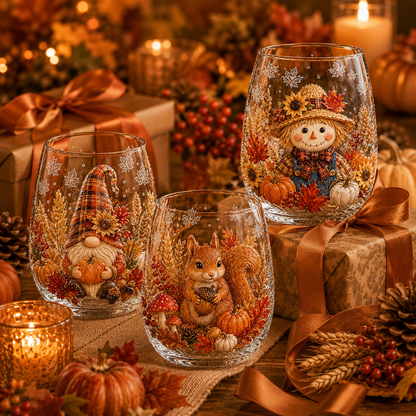 🍂Autumn Harvest 2D Glass Cup Gift Set – 6 Festive Designs