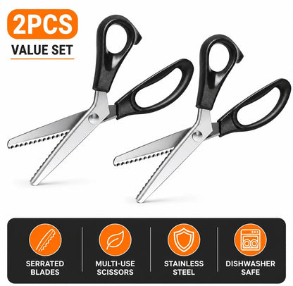 ✂️Professional Pinking Shears – Stainless Steel Zigzag Fabric Cutting Scissors✨🧵