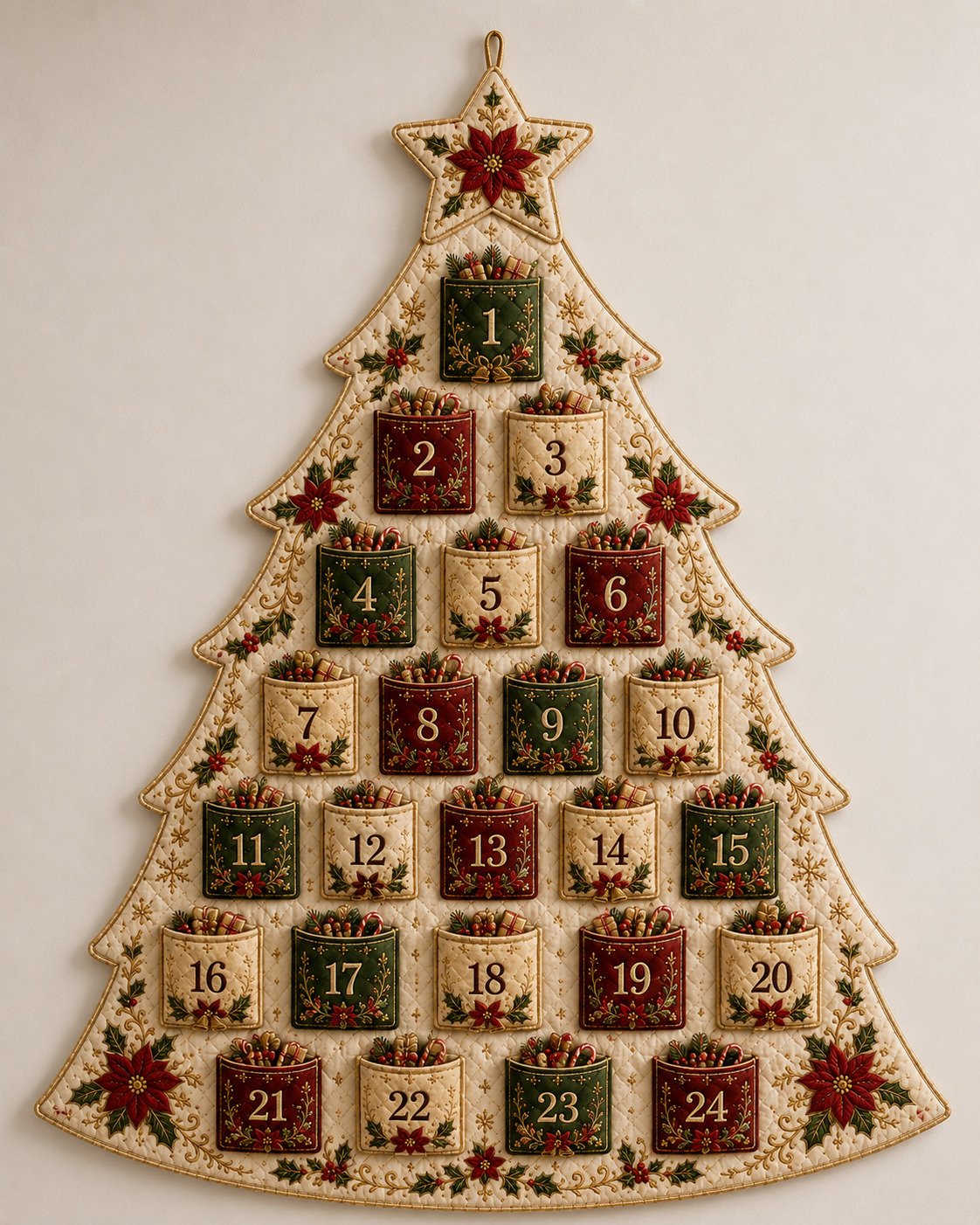🔥Last Day 49% OFF - 🎄✨DIY 24-Pocket Fabric Christmas Advent Tree Kit