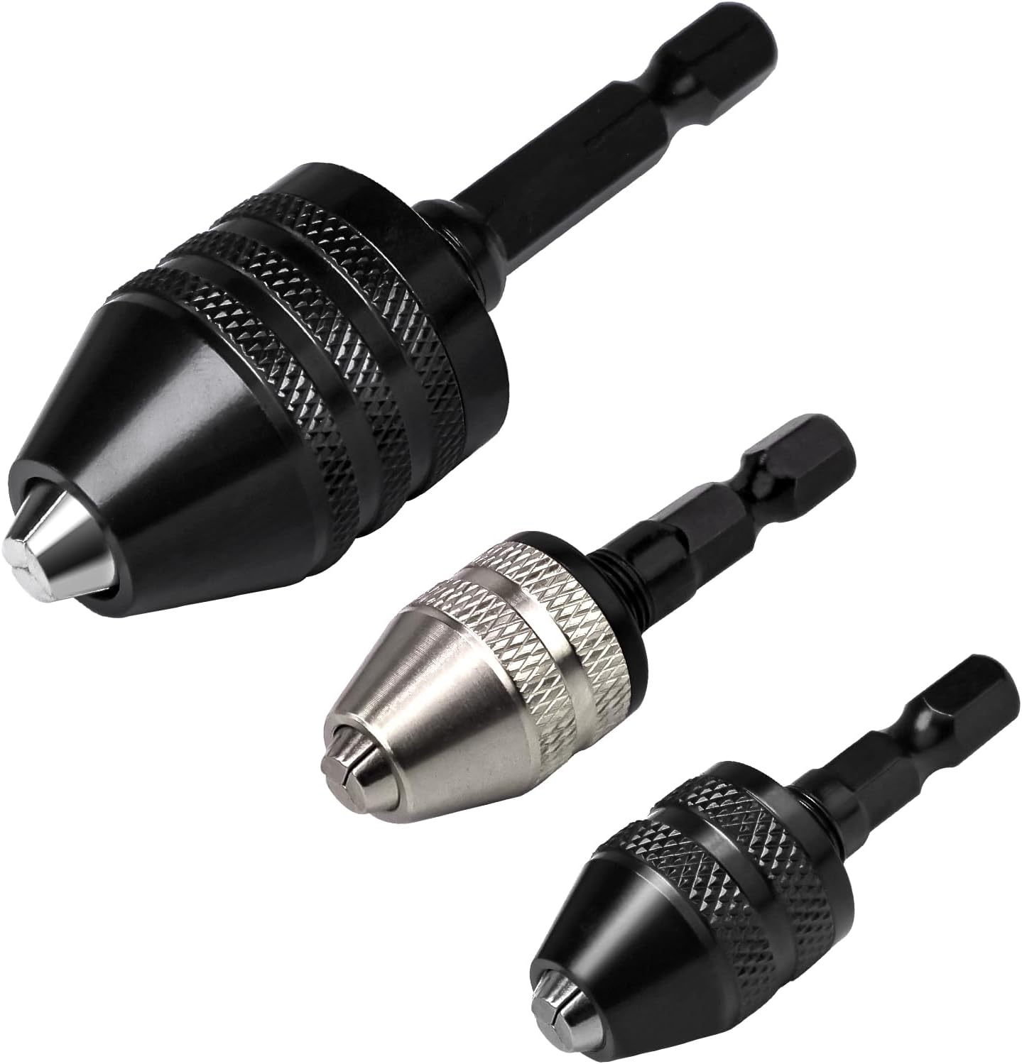 🔧 3-Piece Keyless Drill Chuck Adapter Set, 0.3-3.6mm and 0.6-8mm for Impact Drivers and Power Drills