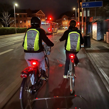 🚴 15L LED Warning Light Backpack – Wireless Handlebar Remote, 5 Signal Modes & Reflective Strips