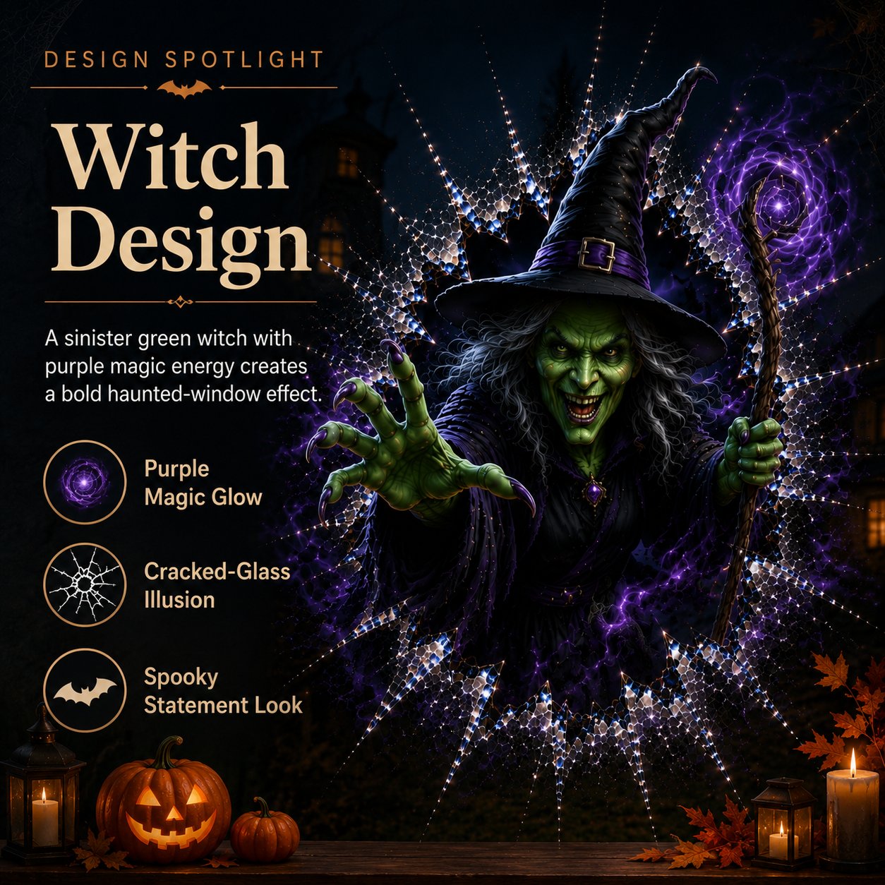 🎃 2026 Halloween Window Decals – 3D Crack Glass Spooky Decorations for a Haunted Halloween Scene