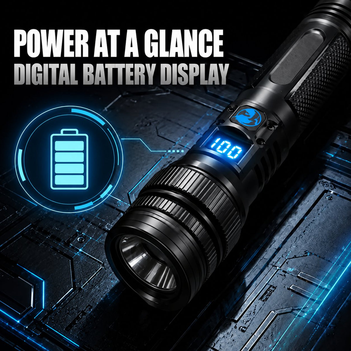 🔥 HOT SALE 50% OFF 💎 High-power flashlight: features an aluminum alloy heat-dissipating head and a telescopic zoom design for powerful, concentrated light; includes a digital battery level display.