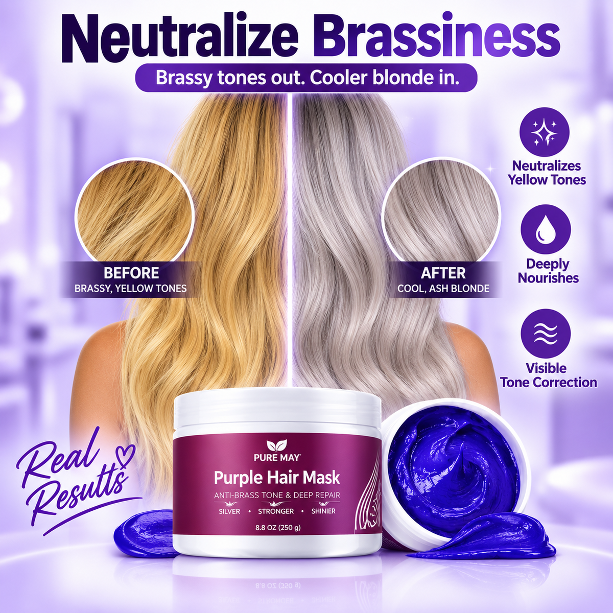 Anti-Yellowing Purple Hair Mask 💜 Say goodbye to Red Highlights! 💜