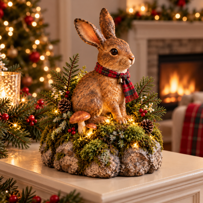 🐇Lighted Woodland Christmas Rabbit Figurine