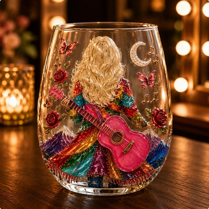 🤠 🎸 Vintage Country 3D Glass Collection – 8 Raised Western Music & Floral Designs
