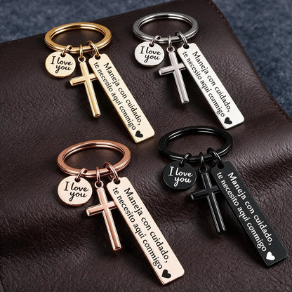 Keychain with Cross and 'I Love You' Charm ❤️