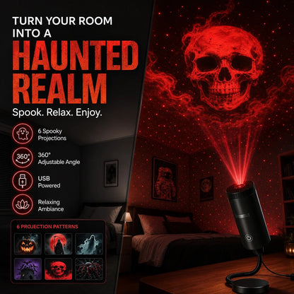 🎃 Plug-&-Play HD Halloween Projector – 6-Disc Spooky Projection Set